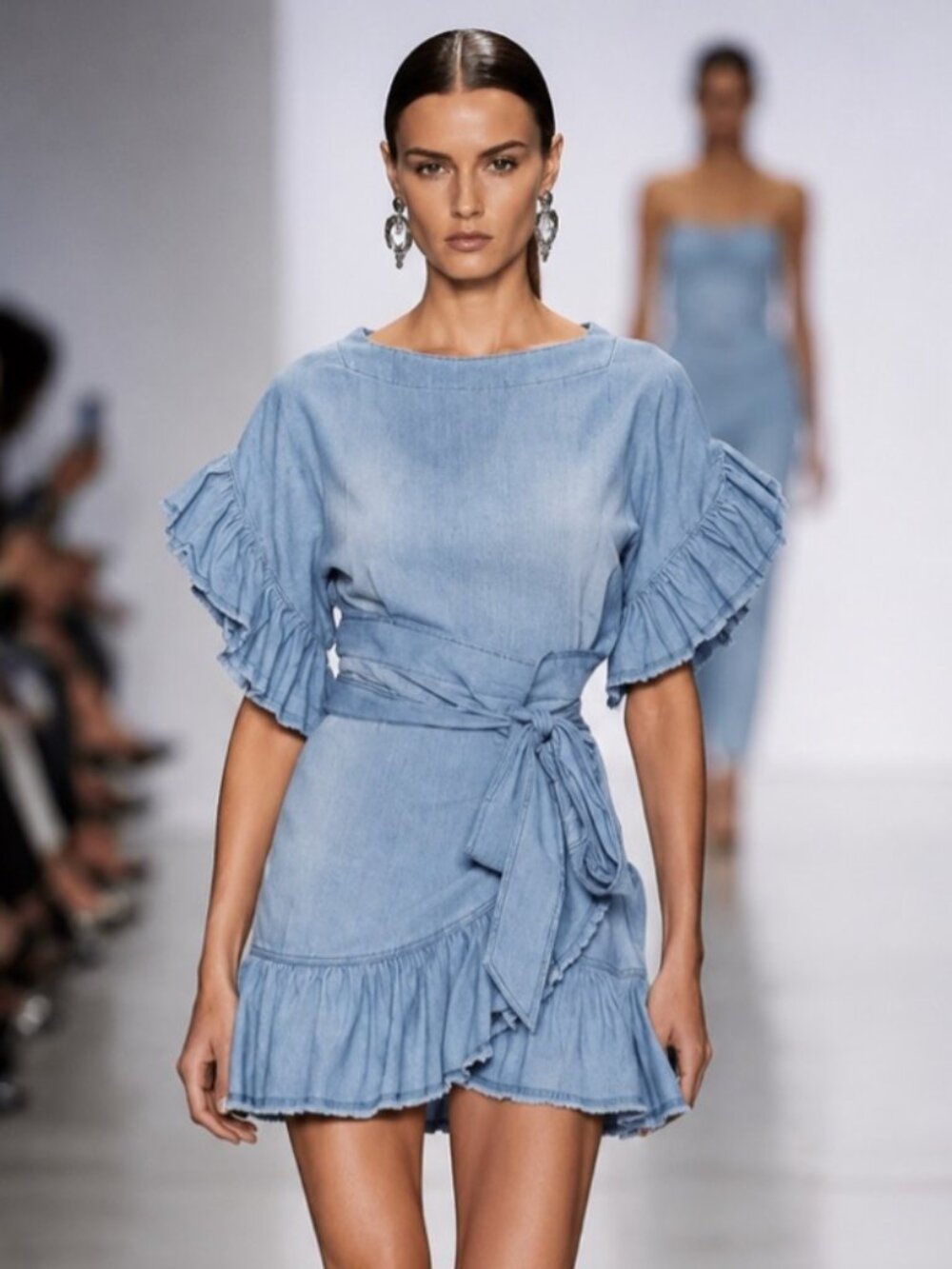 Isabel Marant Etoile Lelicia Chambray Ruffle Wrap Dress FR36 / US4 or S